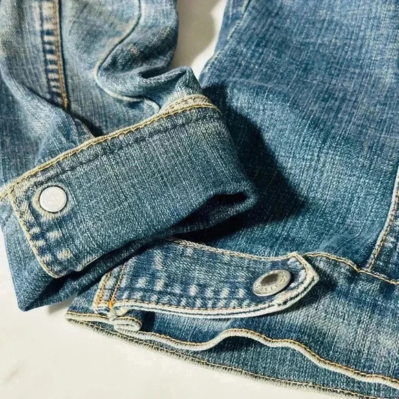 Vintage Women's Levi’s Collarless Jean Jacket - Snap Buttons - Denim Large L - Picture 13 of 13